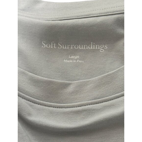 Soft Surroundings MyKonos Midi Dress Short Sleeve Stretch Pearl Blue Size L NEW - Picture 5 of 10